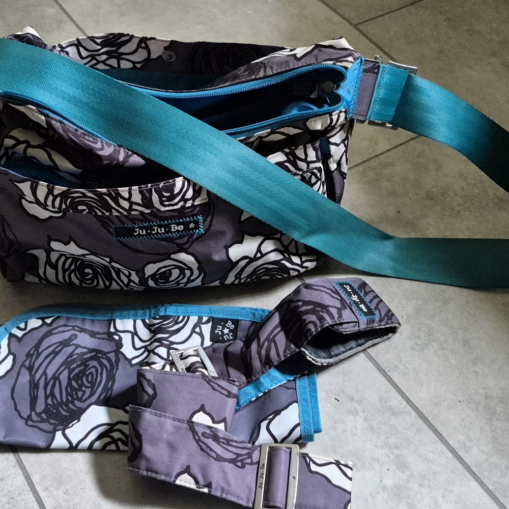 Ju-Ju-Be Floral Diaper Bag with Teal Strap